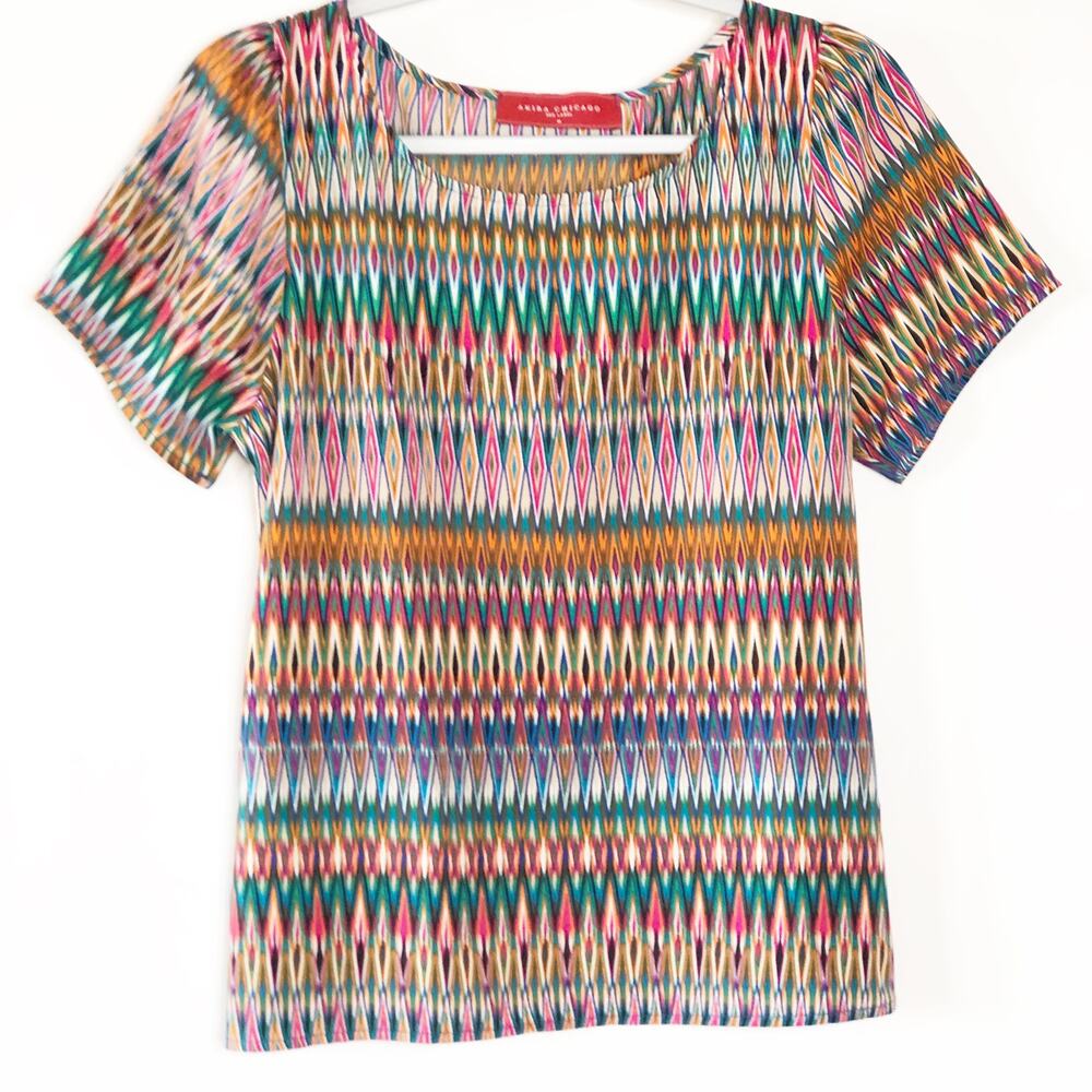 Akira Chicago Red label Medium Top Blouse Short Sleeve Colorful